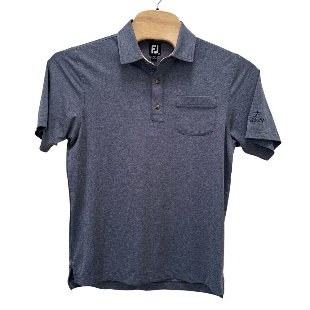 FootJoy Medium Blue Short Sleeve Talega Golf Club‎ Men's Performance Polo Shirt